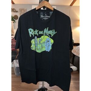 Rick‎ & Morty Black Tee Shirt XL In A Green Lab 100% Cotton